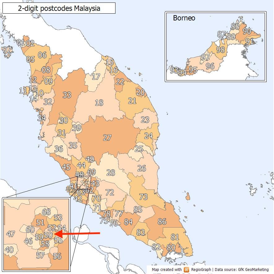 Plan code postal Kuala Lumpur (KL) | Kuala Lumpur (KL) Map 360