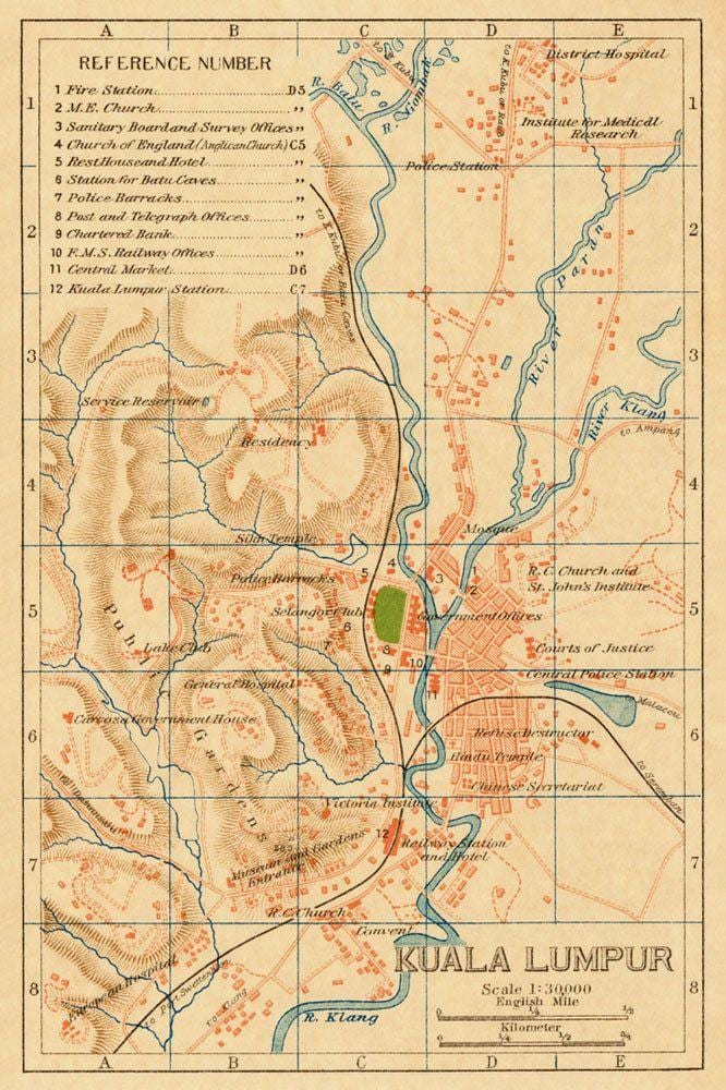 Plan historique de Kuala Lumpur (KL)