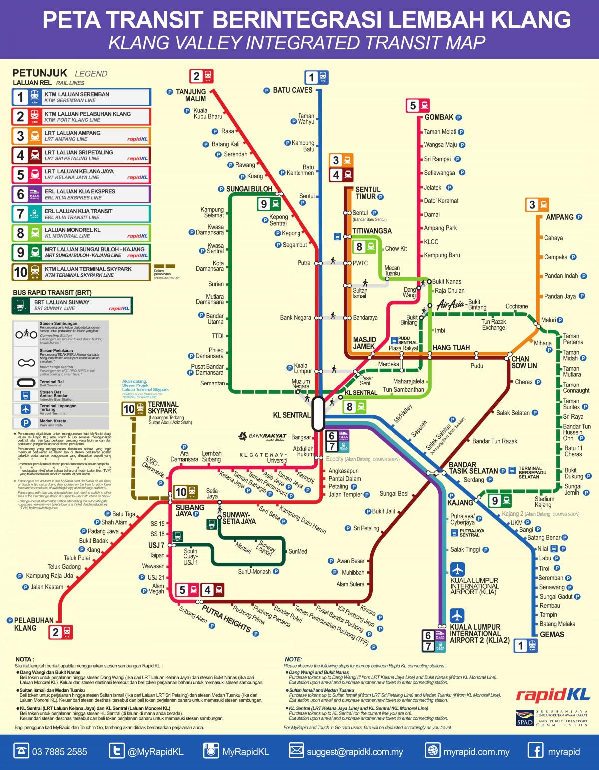 Plan des stations de metro de Kuala Lumpur (KL)