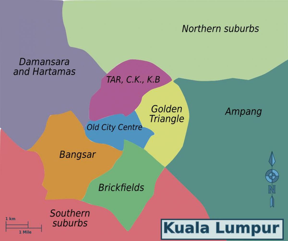 Plan des quartiers de Kuala Lumpur (KL)