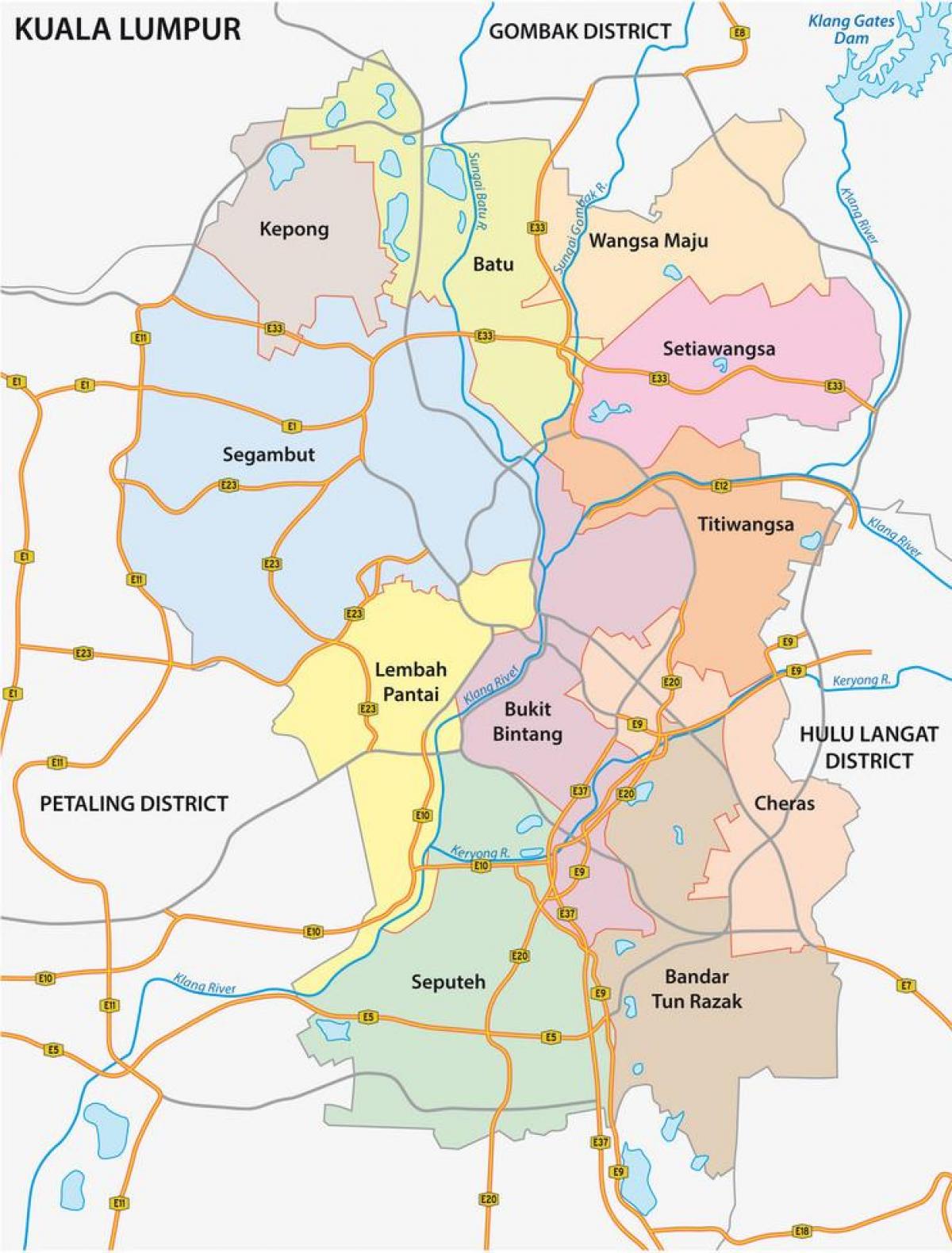 Plan des routes de Kuala Lumpur (KL)