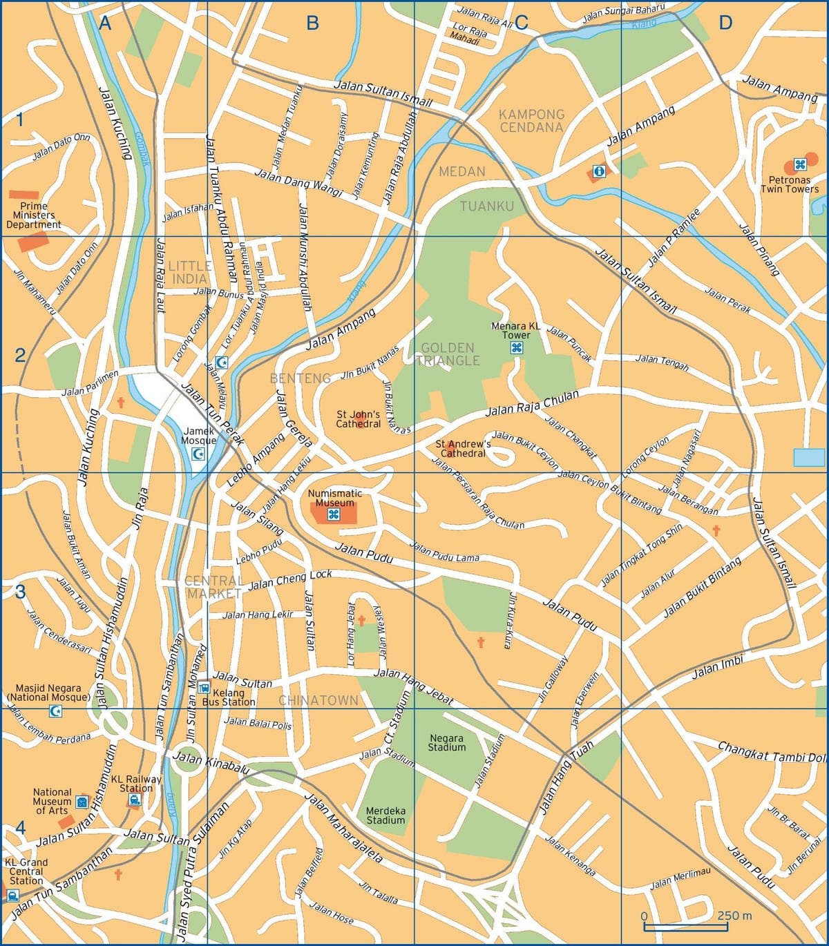 Plan des rues de Kuala Lumpur (KL)