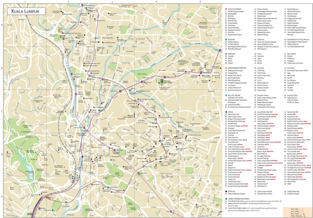 Plan des monuments de Kuala Lumpur (KL)