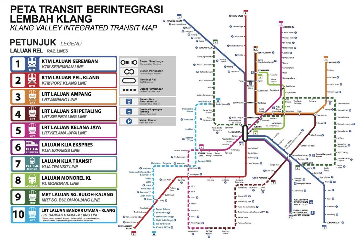 Plan des transports publics de Kuala Lumpur (KL)