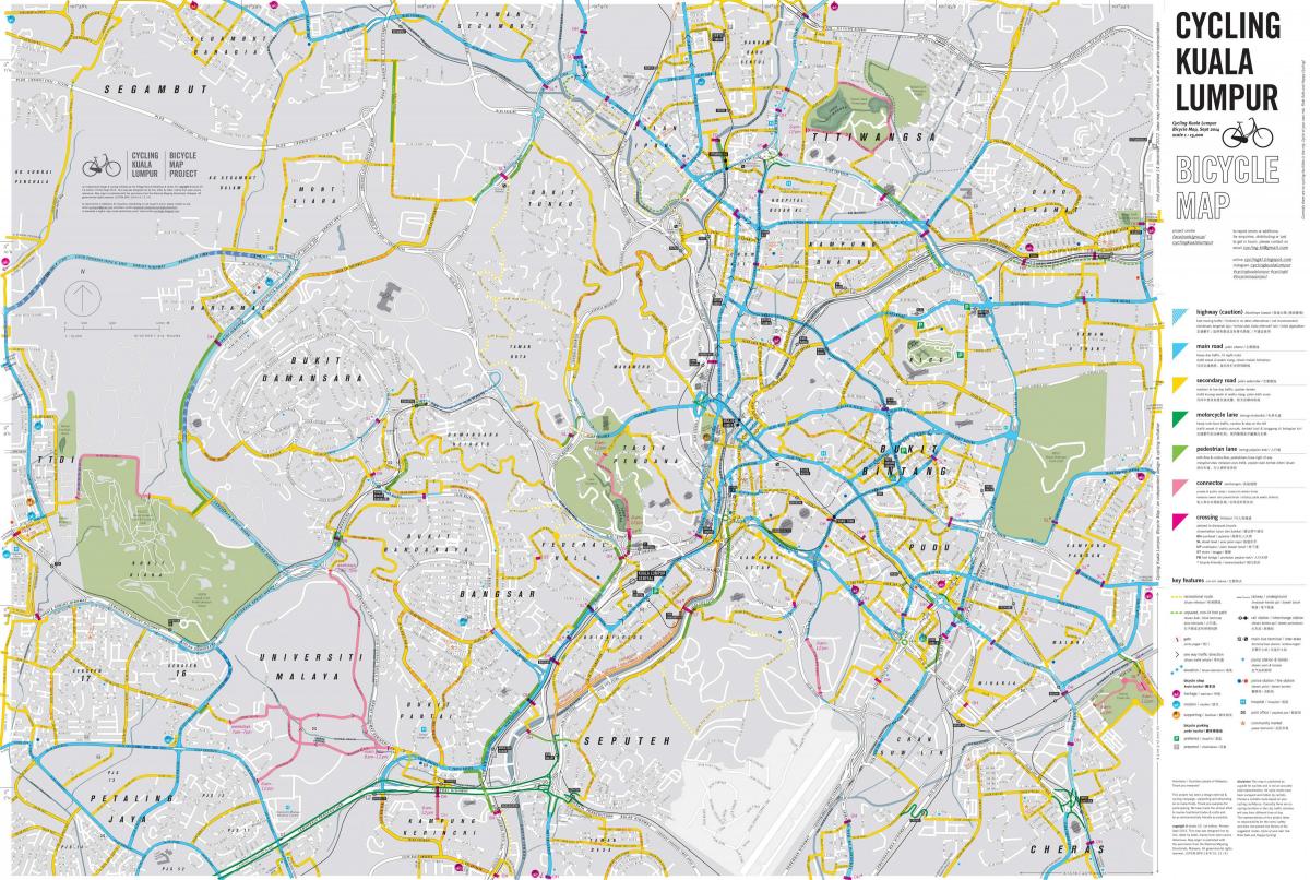Plan des pistes cyclables de Kuala Lumpur (KL)