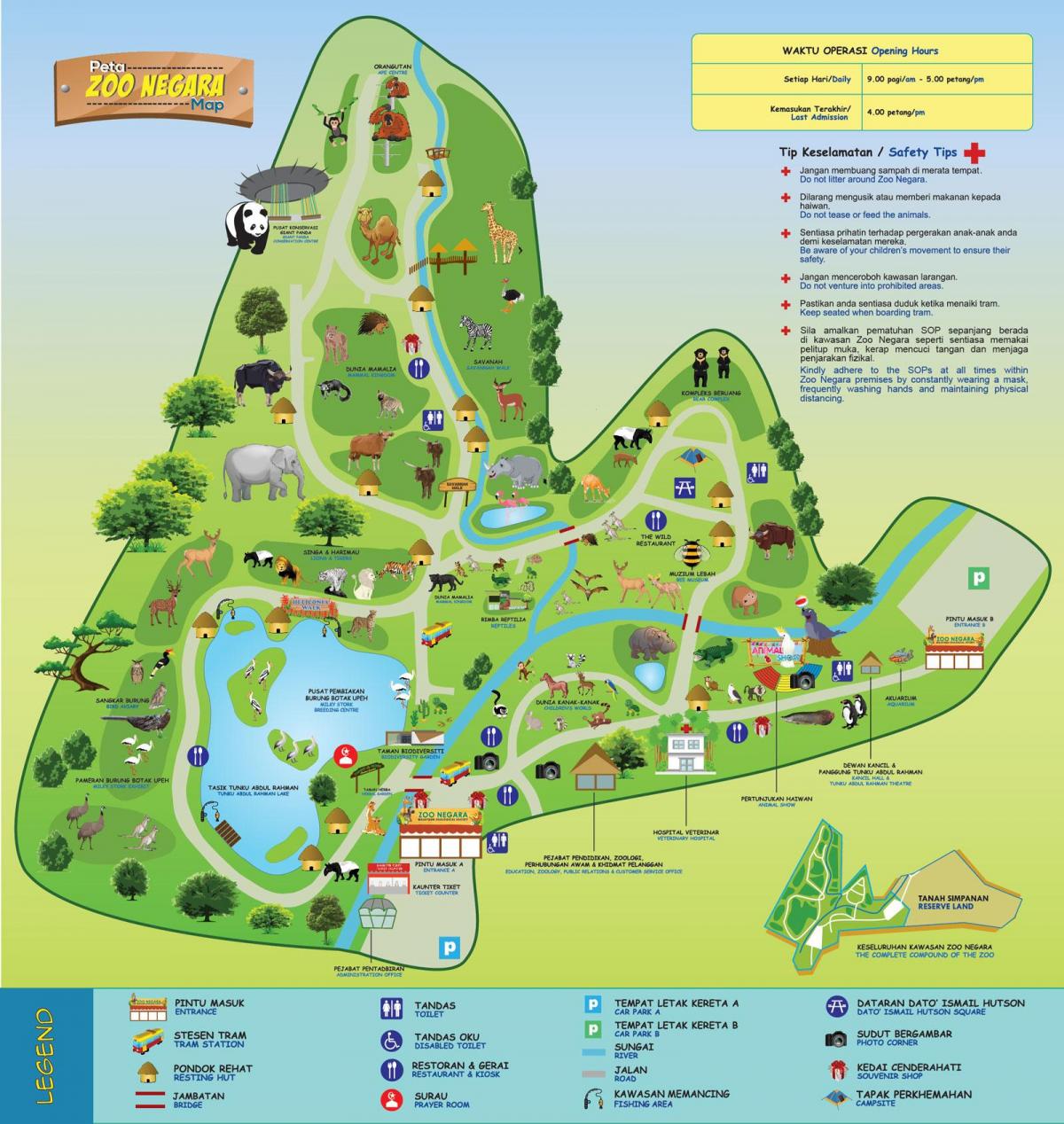 Plan du parc zoologique de Kuala Lumpur (KL)